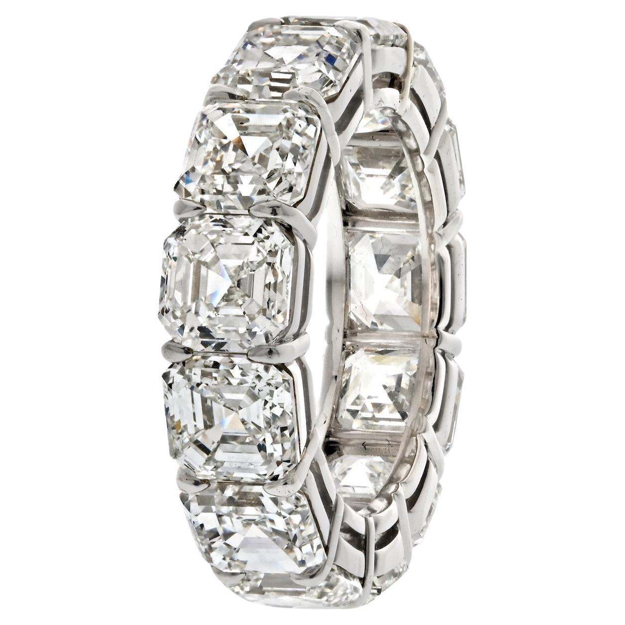 Platinum 13.32cttw Asscher Cut Diamond Eternity Band GIA Certified