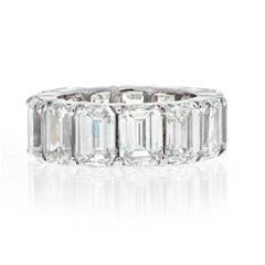 Platinum 13.38cts Emerald Cut Diamond Eternity Eternity Band