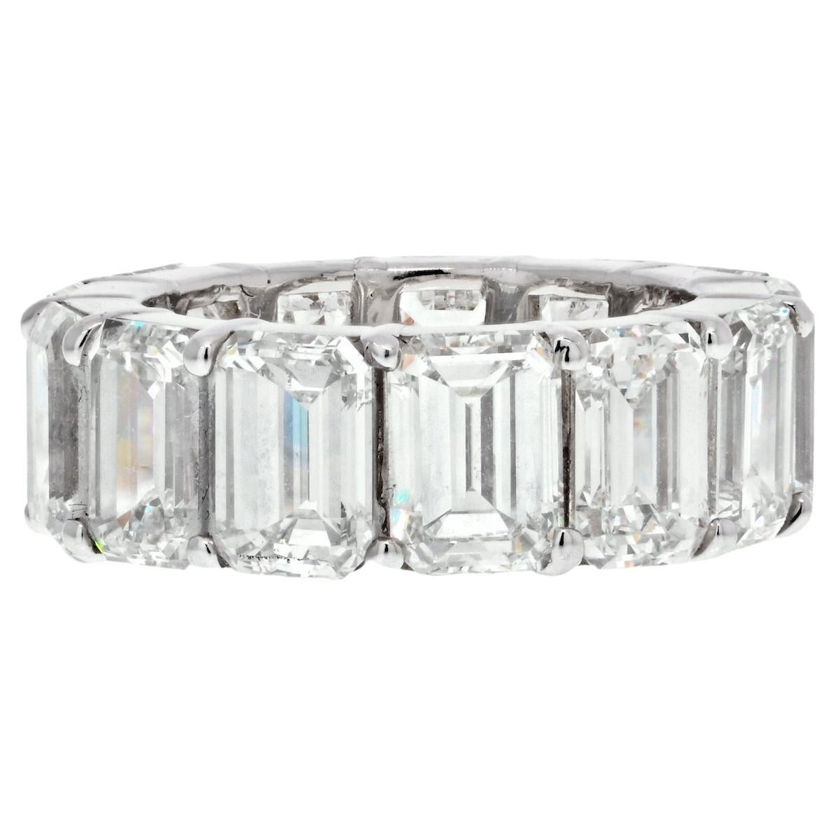 Bracelet d'éternité en platine avec diamant taille émeraude de 13,38cts