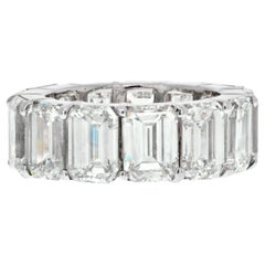 Platinum 13.38cts Emerald Cut Diamond Eternity Eternity Band