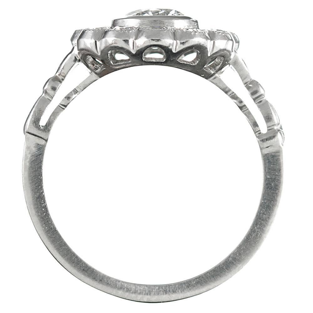Women's Platinum 1.34 Carat Old European Cut Diamond Cluster Ring
