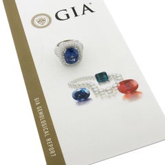 Platinum 13.43ctw GIA Cushion Cut Sapphire & Diamond Statement Cocktail Ring
