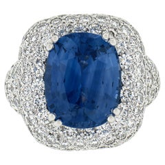 Platinum 13.43ctw GIA Cushion Cut Sapphire & Diamond Statement Cocktail Ring