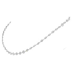 Platinum 13.50cts Round Cut Diamond By The Yard Chain Necklace
