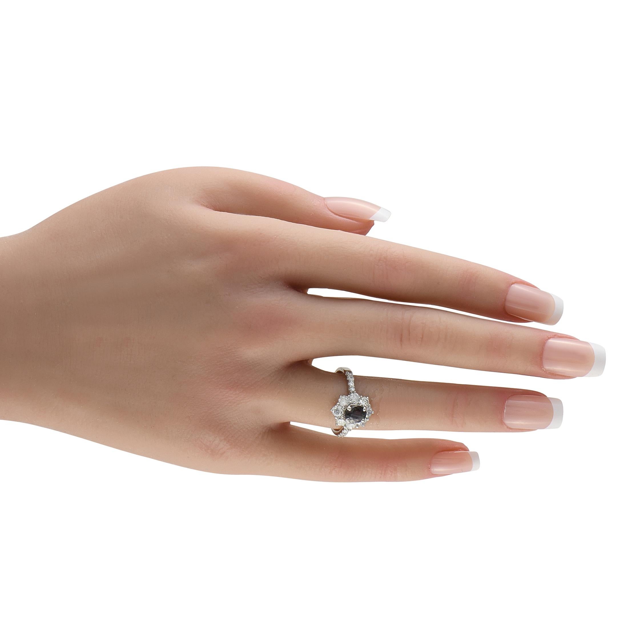 Taglio rotondo Anello in platino con diamante e alessandrite da 1,35 carati in vendita