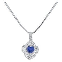 Platinum 1.35ct Diamond and Sapphire Pendant Necklace MF54-101525