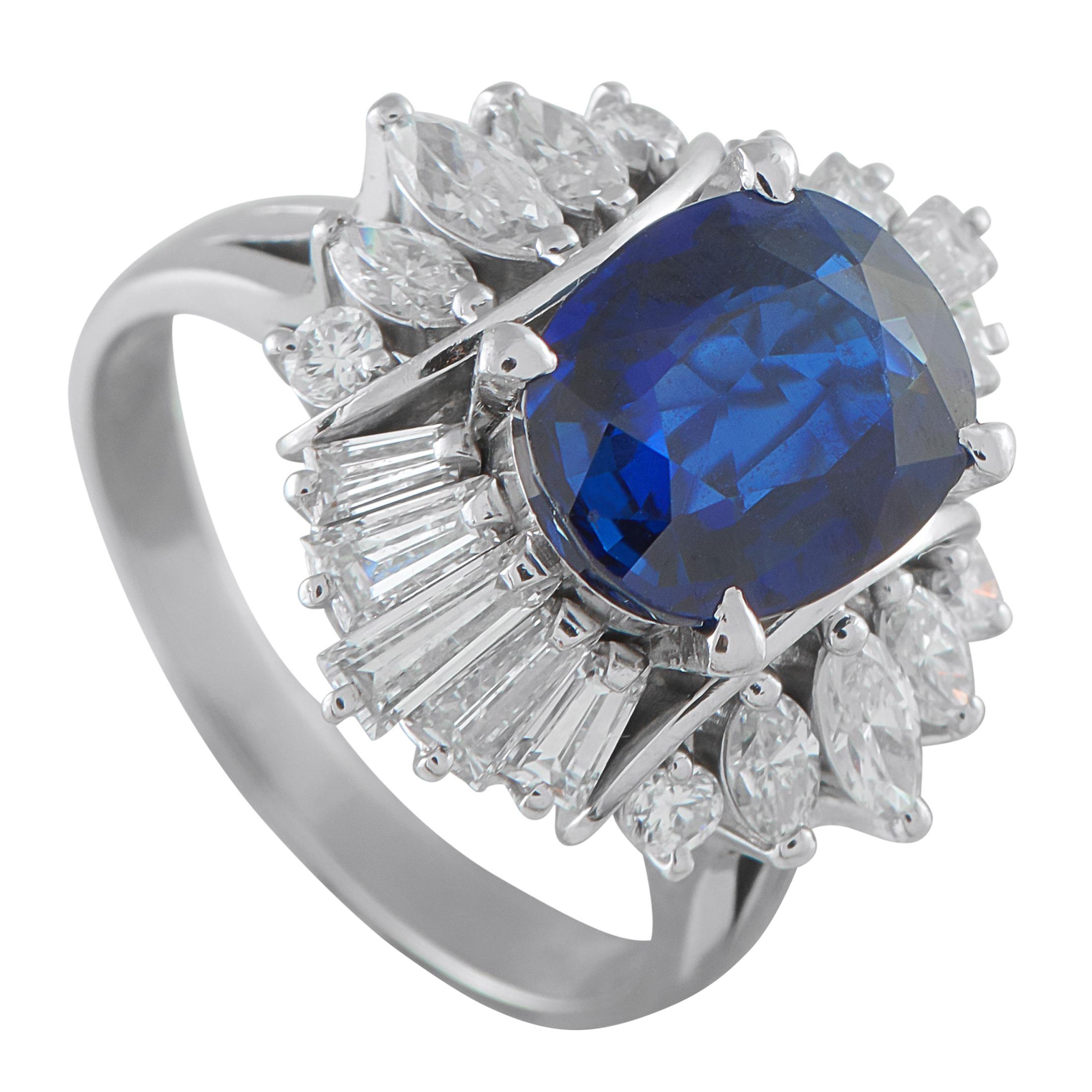 Platinum 1.37ct Diamond and Sapphire Ring #5231