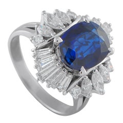 Platinum 1.37ct Diamond and Sapphire Ring #5231