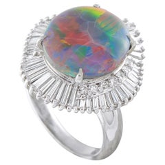 Anillo de platino con diamante de 1,39 ct y ópalo negro MF10-062526