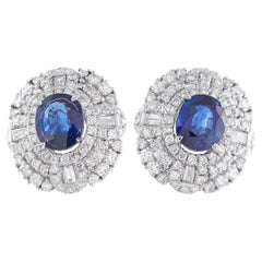 Platin-Ohrringe mit 1,39 Karat Diamanten und Saphiren MF22-040926