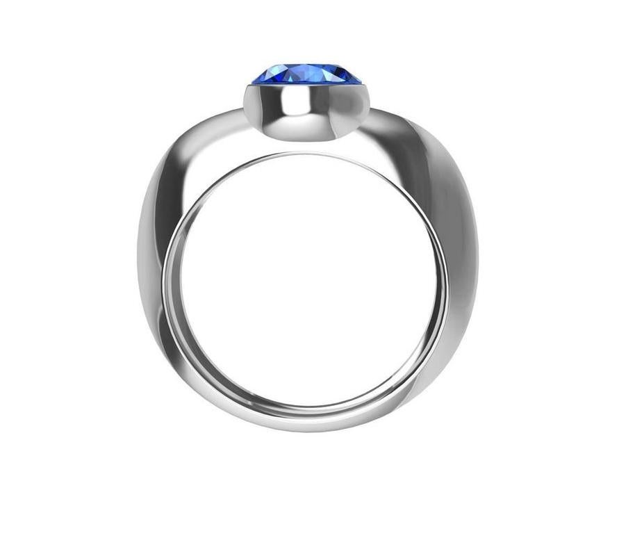 Platinum 7 mm Sapphire Sculpture Ring , Tiffany designer, Thomas Kurilla is going back to the vault of his creation concepts. Less is more in some cases . Consider this ring a sculpture for your finger.  Soft curves and simple round bezel bowl for
