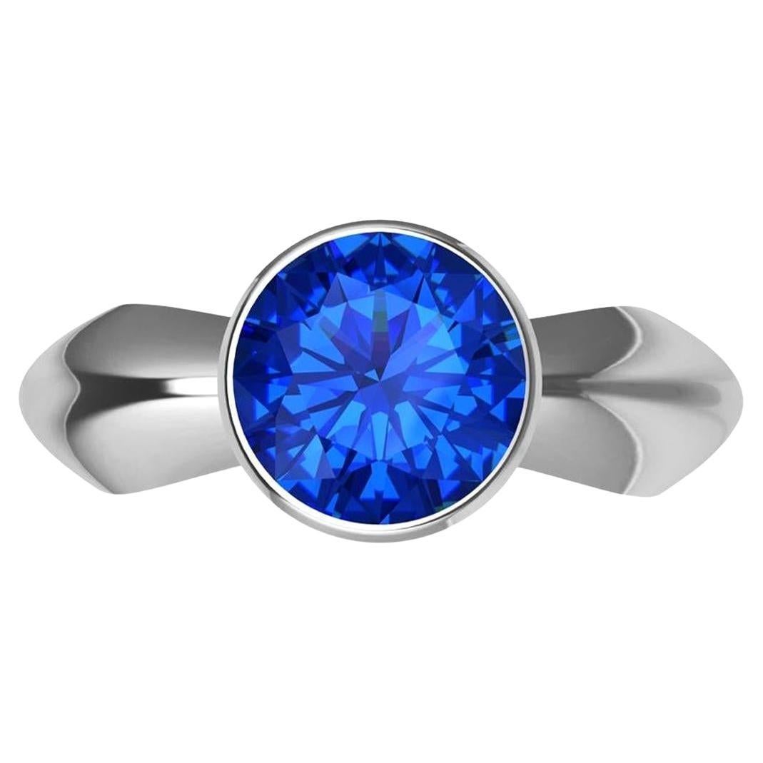Platinum 1.4 Carat Blue Sapphire Sculpture Ring For Sale