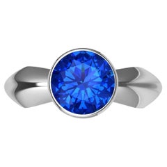 Platinum 1.4 Carat Blue Sapphire Sculpture Ring