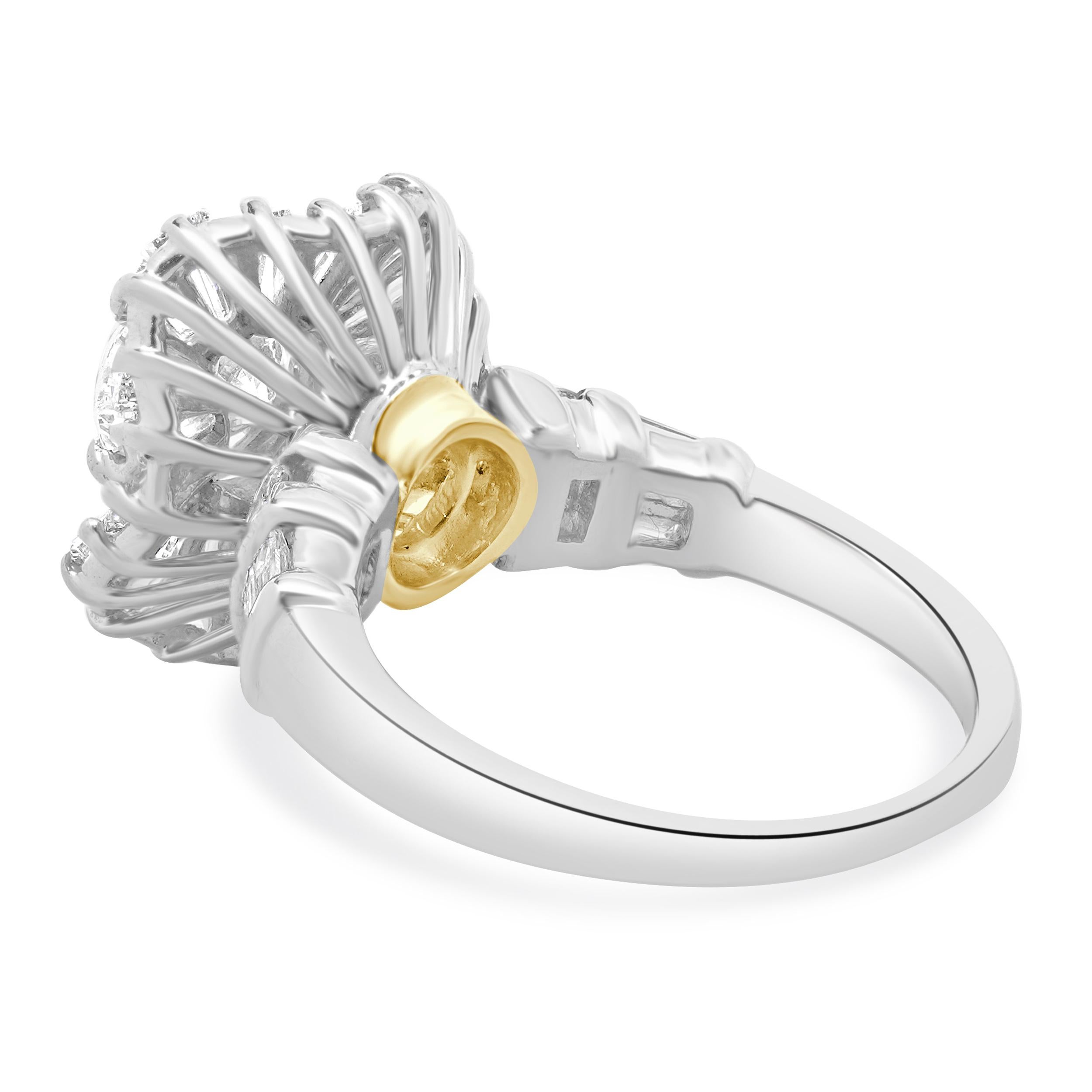 Round Cut Platinum & 14 Karat White Gold Round Brilliant Cut Diamond Engagement Ring
