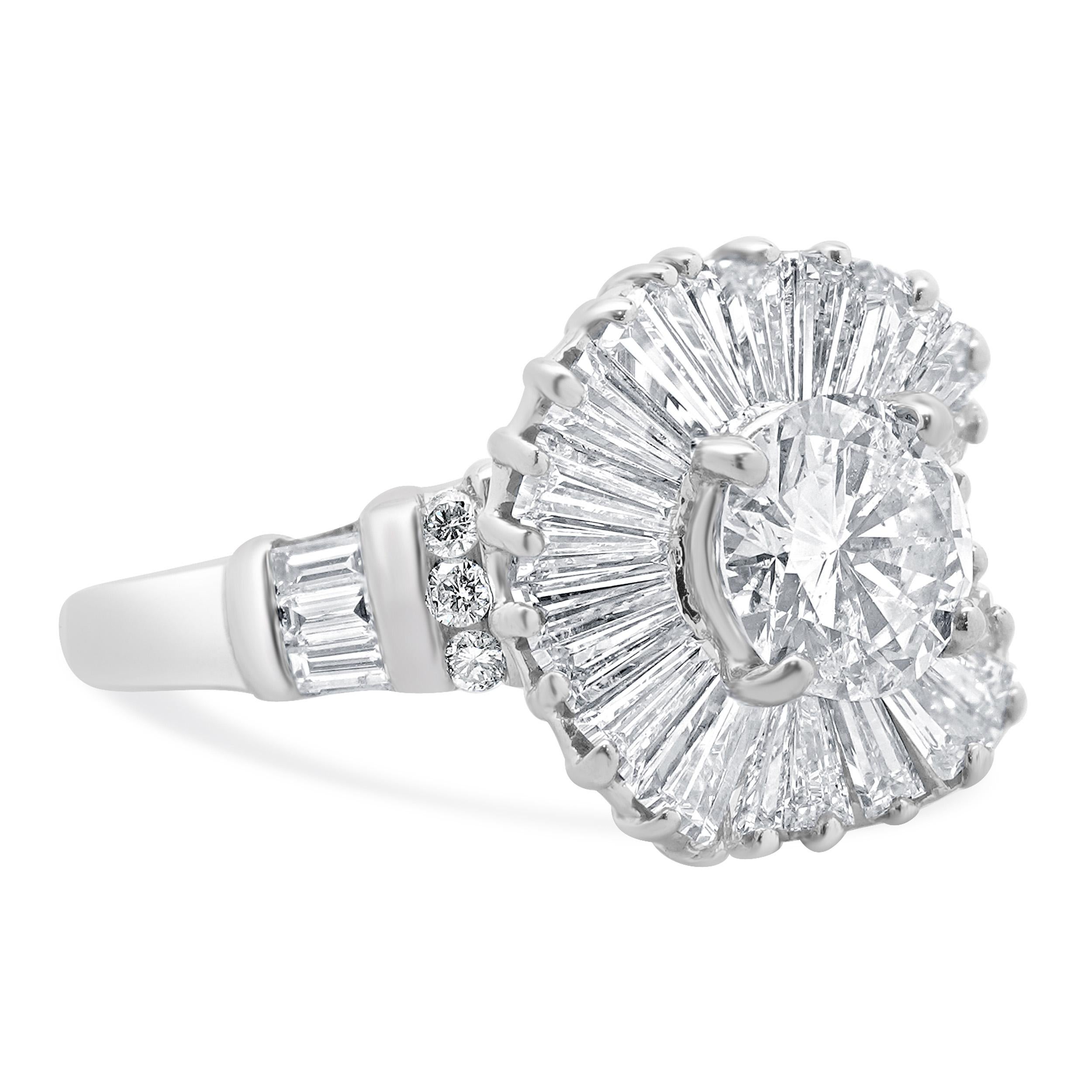 Platinum & 14 Karat White Gold Round Brilliant Cut Diamond Engagement Ring In Excellent Condition In Scottsdale, AZ