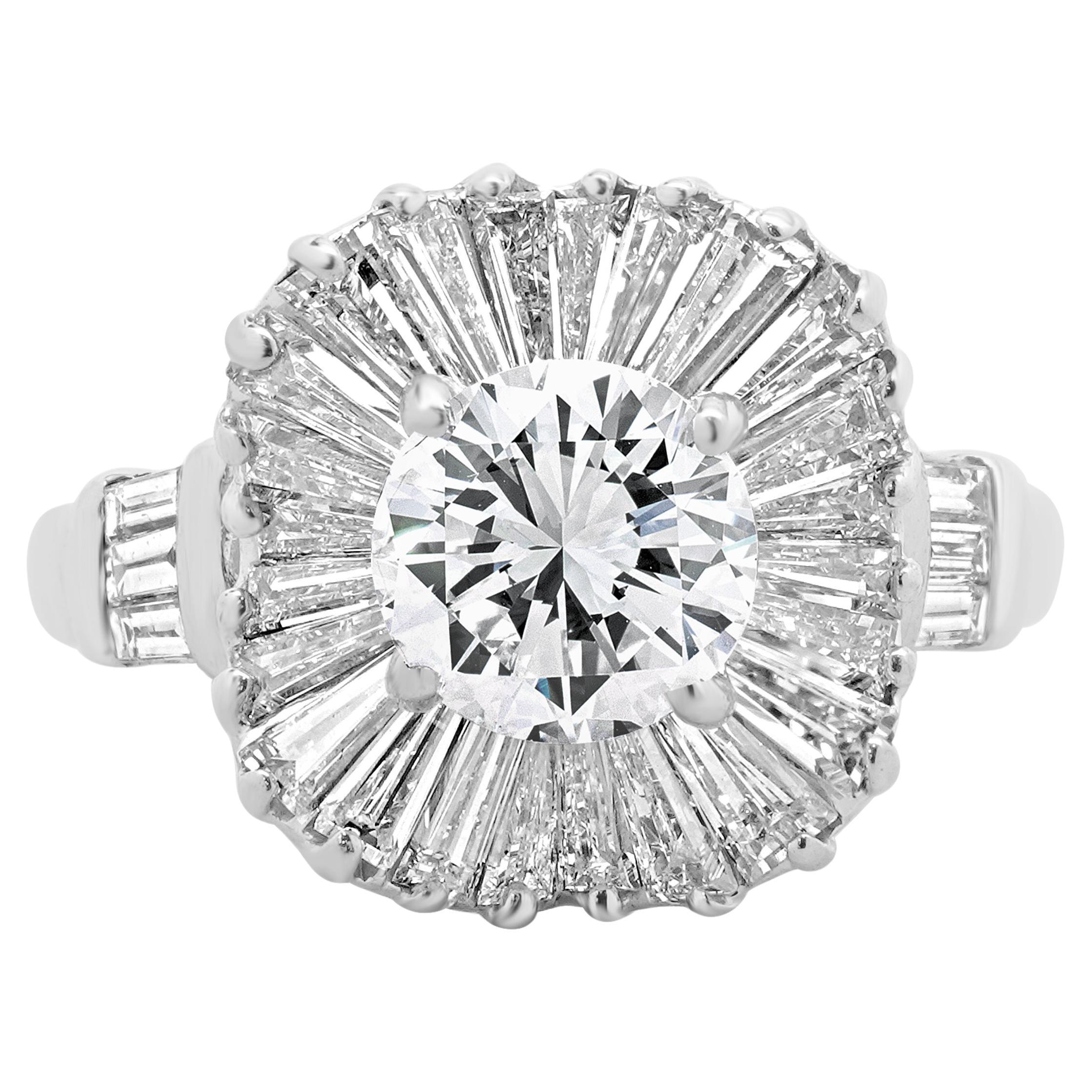 Platinum & 14 Karat White Gold Round Brilliant Cut Diamond Engagement Ring