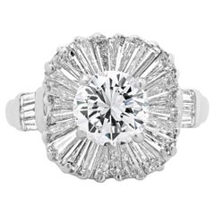 Platinum & 14 Karat White Gold Round Brilliant Cut Diamond Engagement Ring
