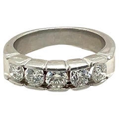 Platinum 1.40CT Diamond Five Stone Semi Eternity Ring