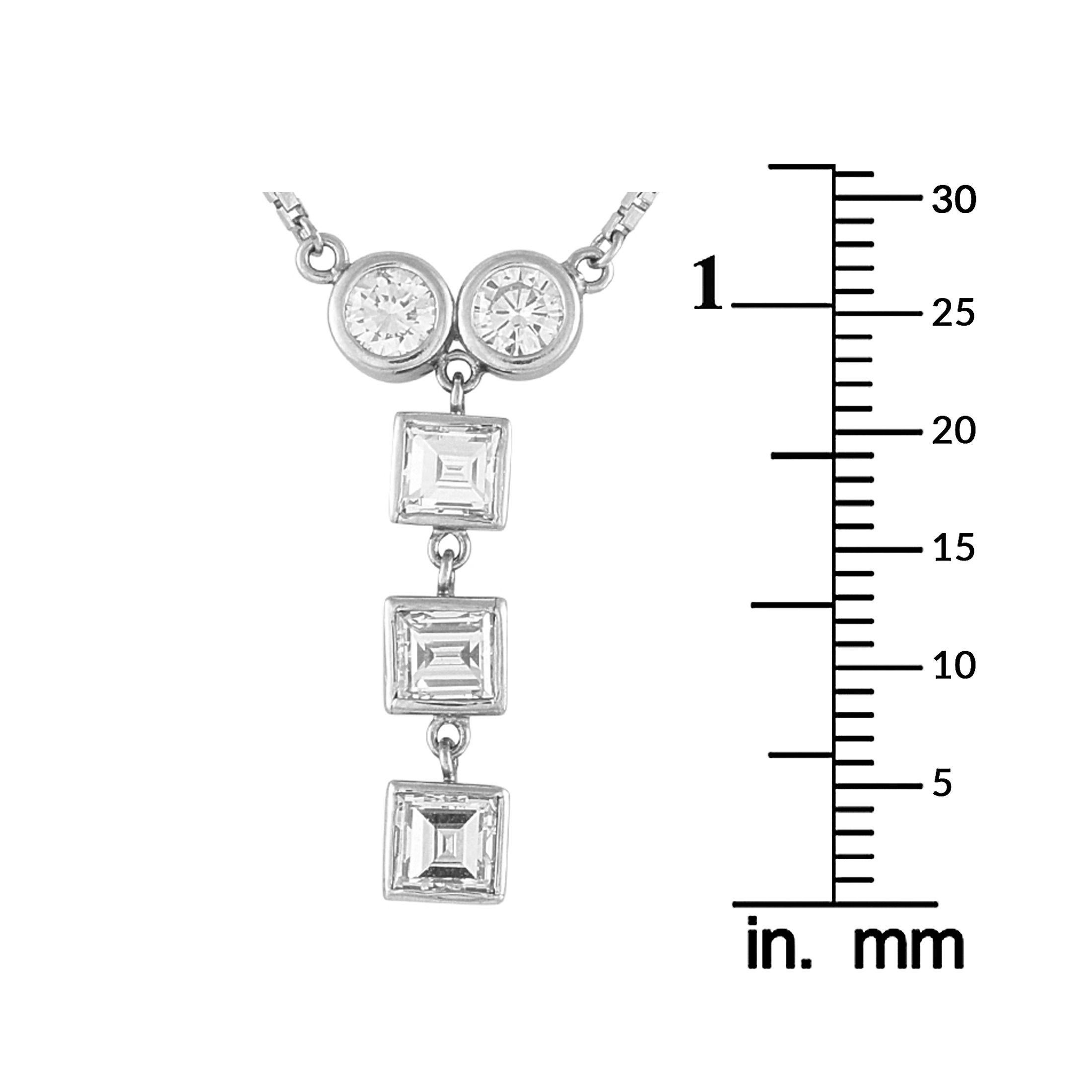 Collana di platino con diamanti da 1,41 carati In condizioni ottime in vendita a Southampton, PA