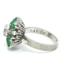 Platinum 1.41ctw Diamond Marquise Cut Vivid Green Emerald Flower Spray Ring