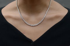 Platinum 14.21 Carat Diamond Riviera Necklace