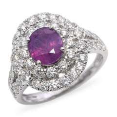 Platinum 1.43ct Pink Kashmir Sapphire and 1.18tcw Diamond Pave Ring