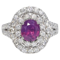 Platinum 1.43ct Pink Kashmir Sapphire and 1.18tcw Diamond Pave Ring