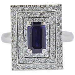Vintage Platinum 1.44 Carat Sapphire Diamond Cocktail Ring