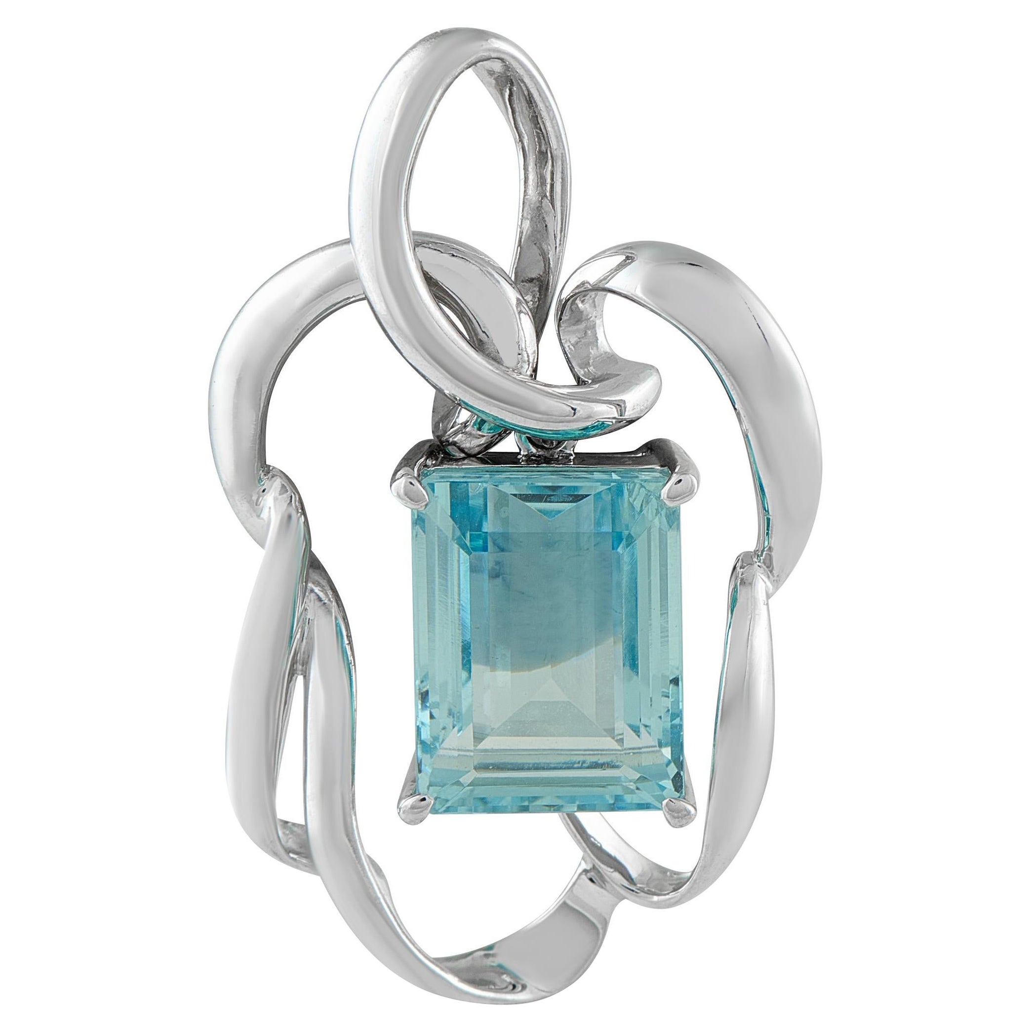 Platinum 14.40ct Aquamarine Pendant MF27-110525 For Sale