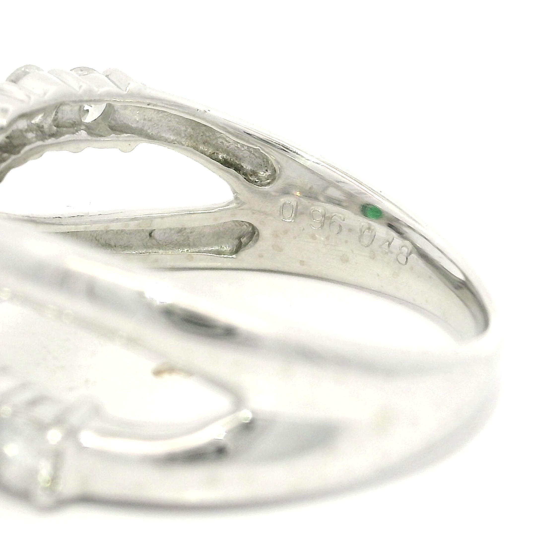 Platin 1,44ctw Oval Vivid Green Tsavorite Diamant Crossover Design Band Ring Damen im Angebot
