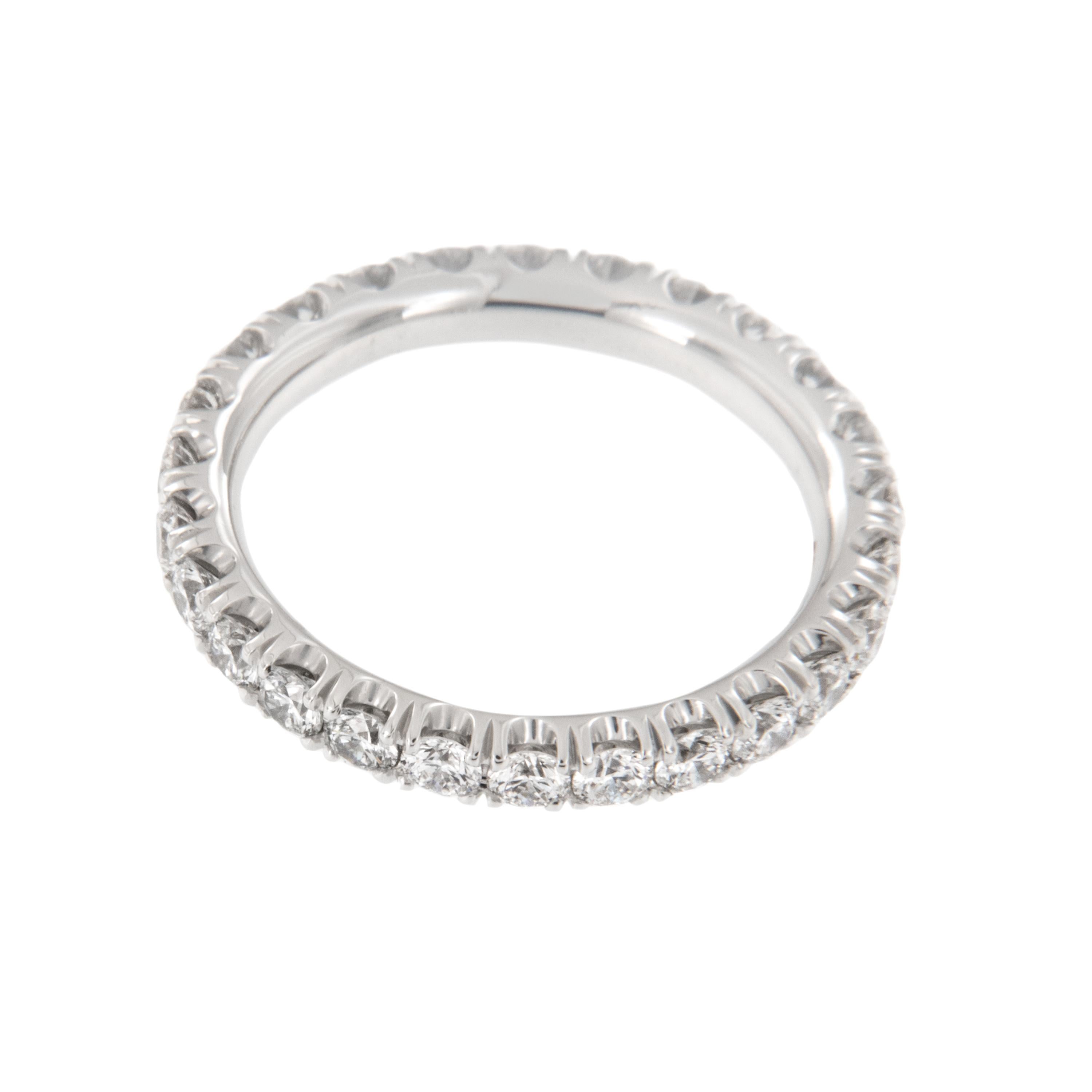 Round Cut Platinum 1.45 Cttw Diamond Eternity Band for Campanelli & Pear by WR Designs For Sale