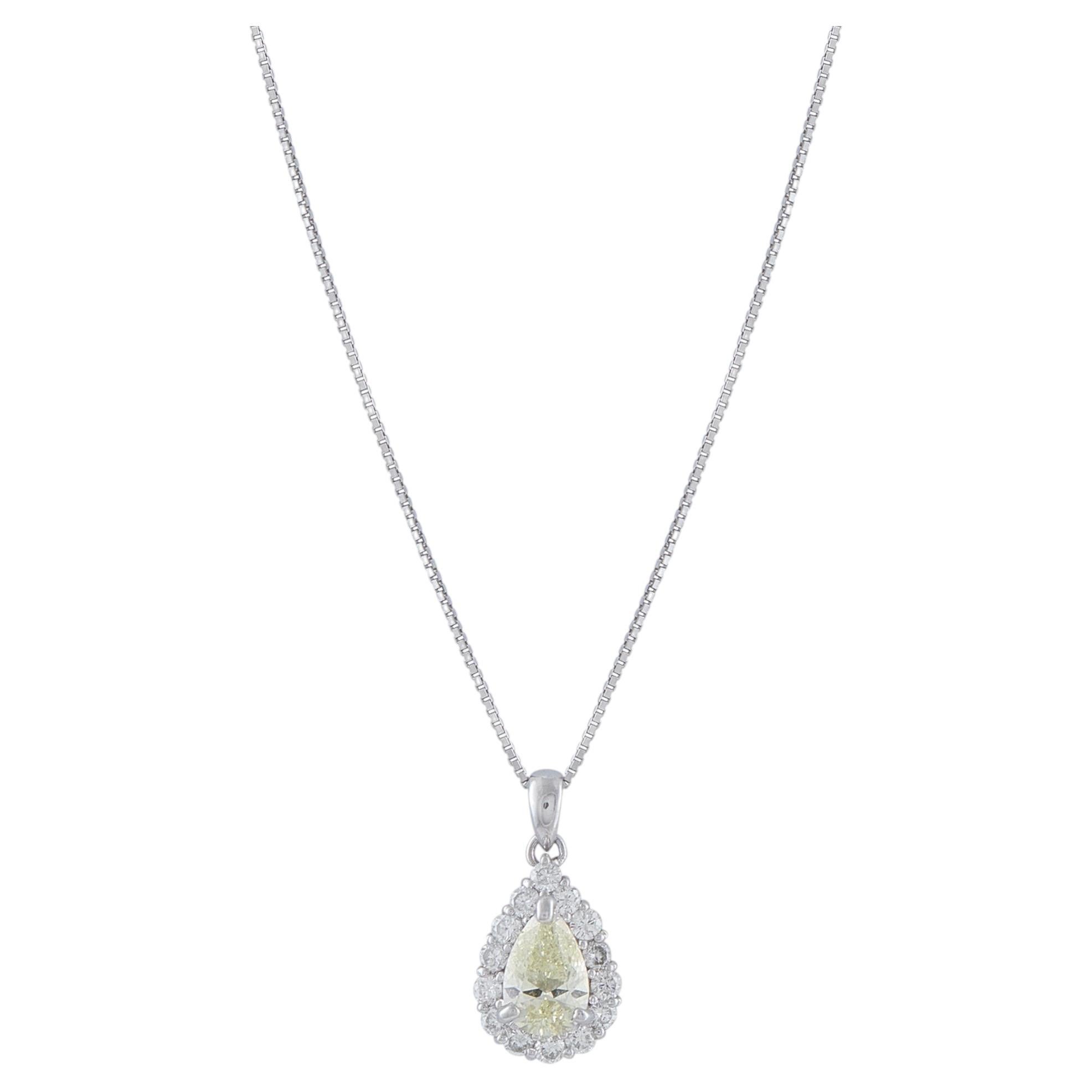 Collier en platine avec pendentif en diamant de 1,45 ct #5436 en vente