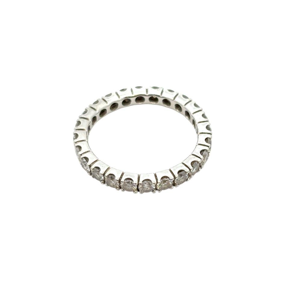Platinum 1.46ctw Natural Round Diamond Wedding Band Eternity Ring en venta 4