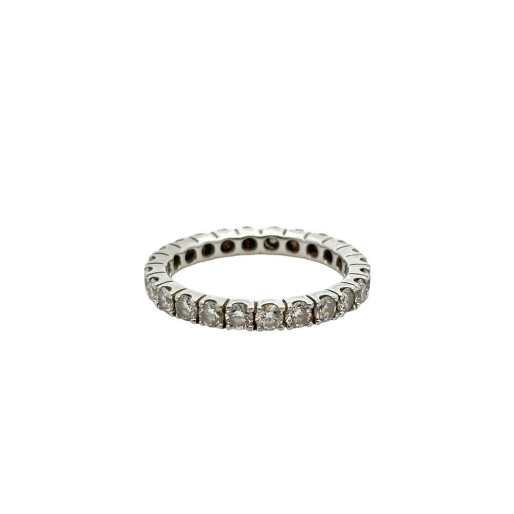 Platinum 1.46ctw Natural Round Diamond Wedding Band Eternity Ring en venta 5