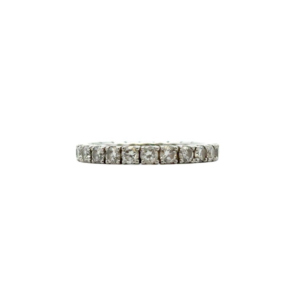 Platinum 1.46ctw Natural Round Diamond Wedding Band Eternity Ring Moderno en venta