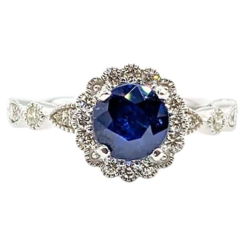 Platinum 1.47ct Madagascar Sapphire & Diamond Ring For Sale