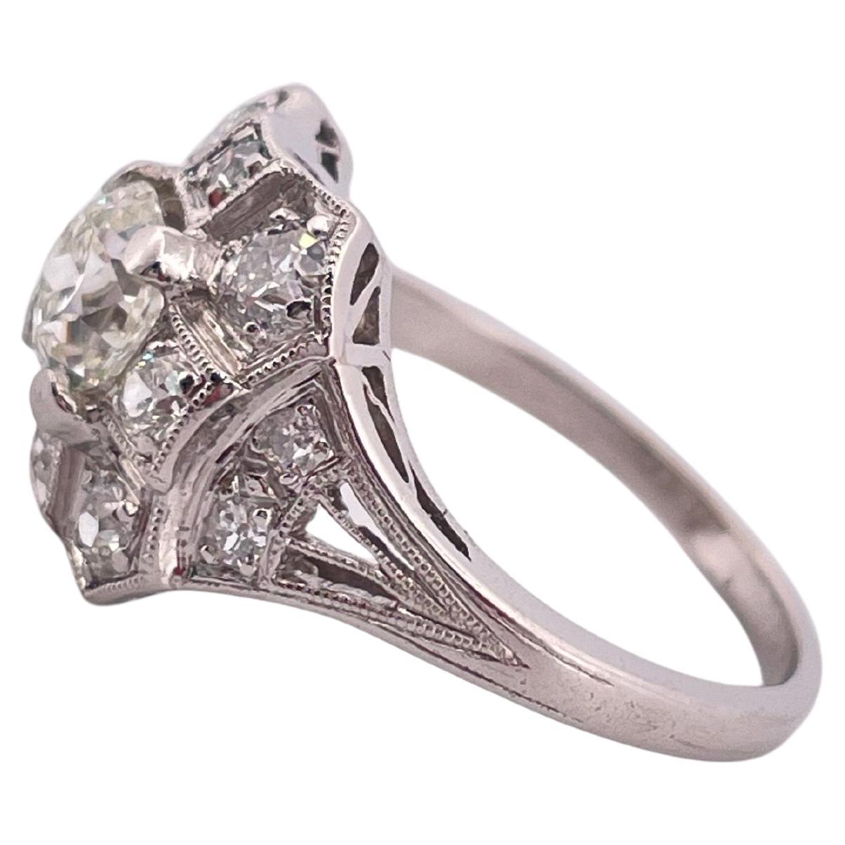Platin 1,47ctw H VS Diamant Ring (Art déco) im Angebot