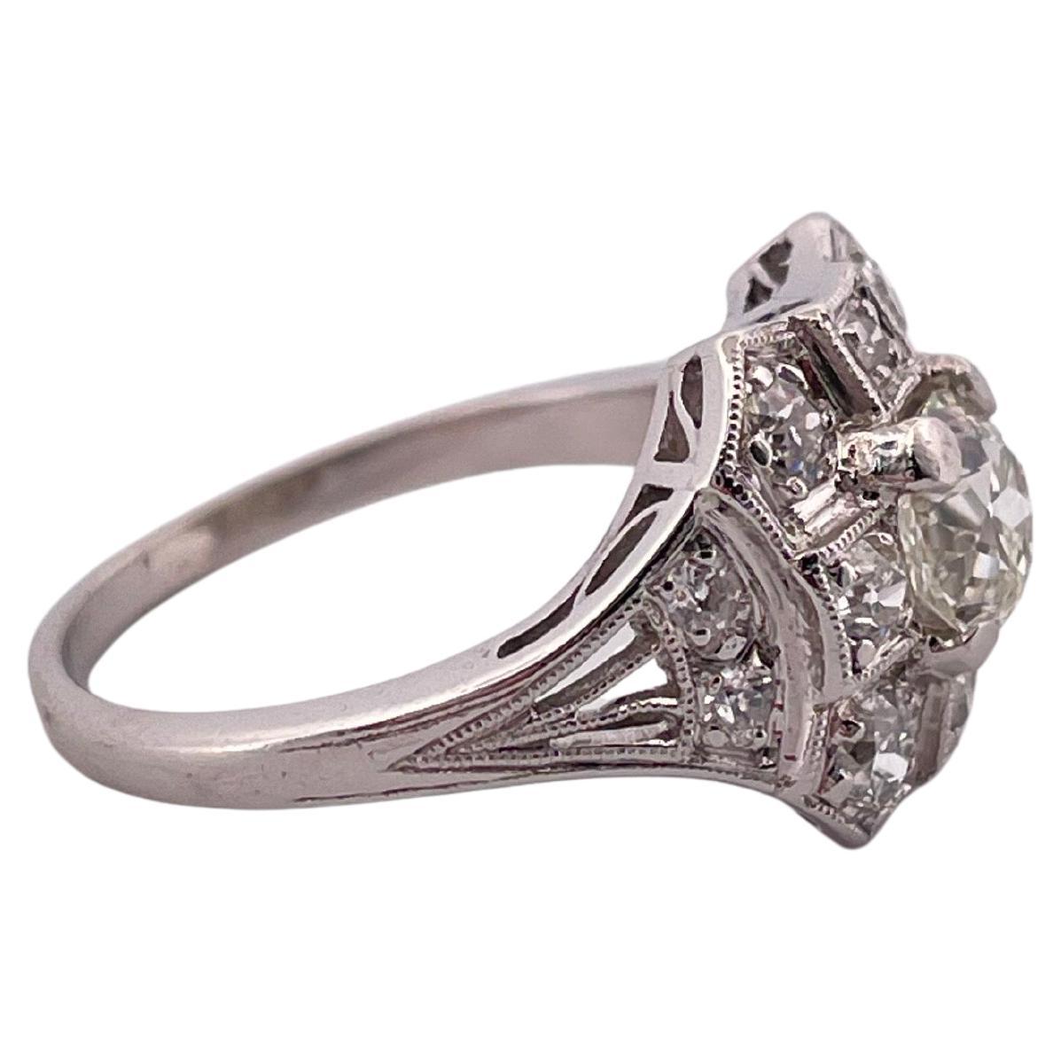 Platin 1,47ctw H VS Diamant Ring (Alteuropäischer Schliff) im Angebot