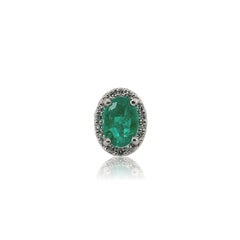 Platinum 1.48cttw Fine Emerald and Diamond Stud Earrings