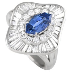 Platinum 1.49ct Diamond and Sapphire Ballerina Ring