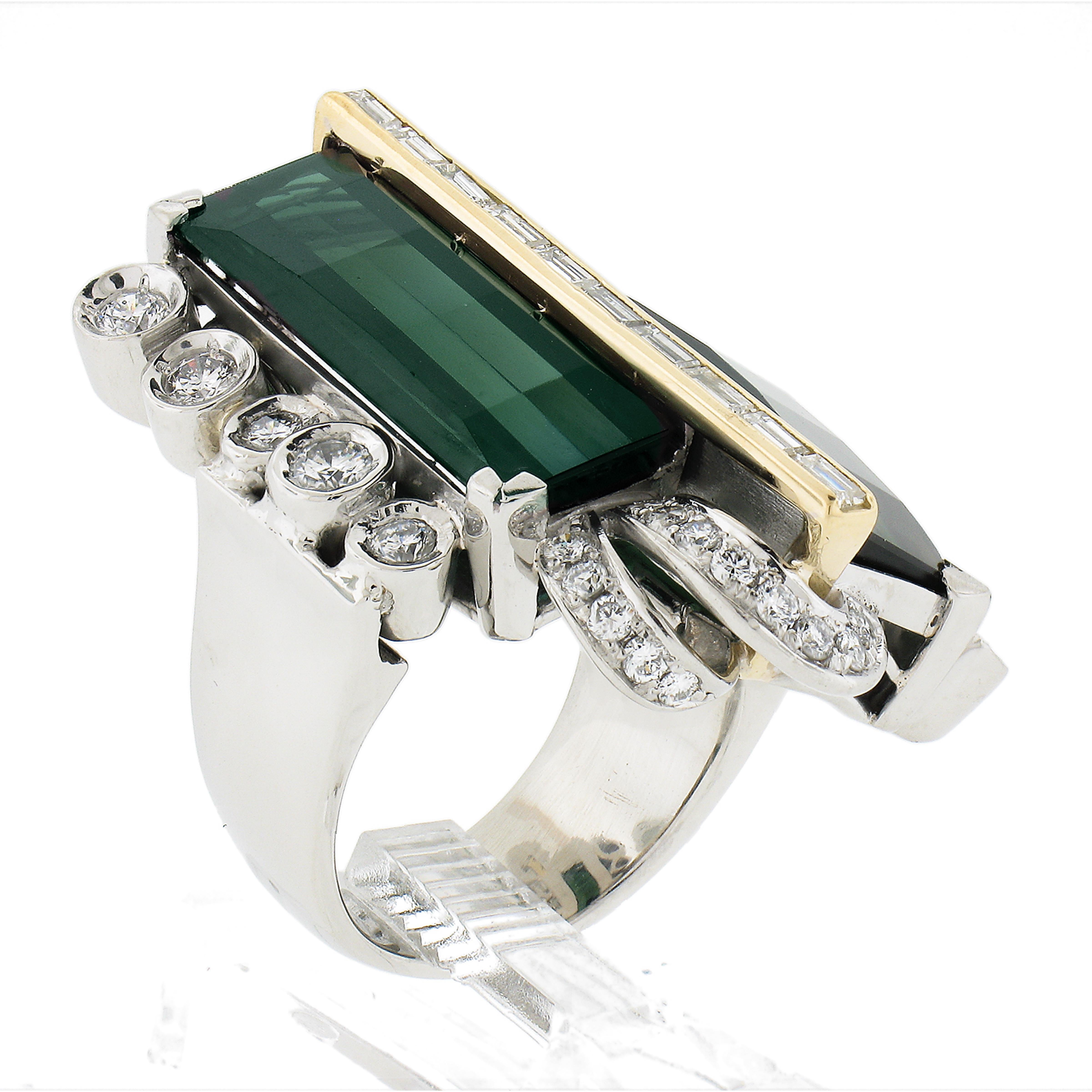 Platin & 14k Gold 17,88ctw Turmalin & Diamant Großer einzigartiger Cocktail-Ring 4