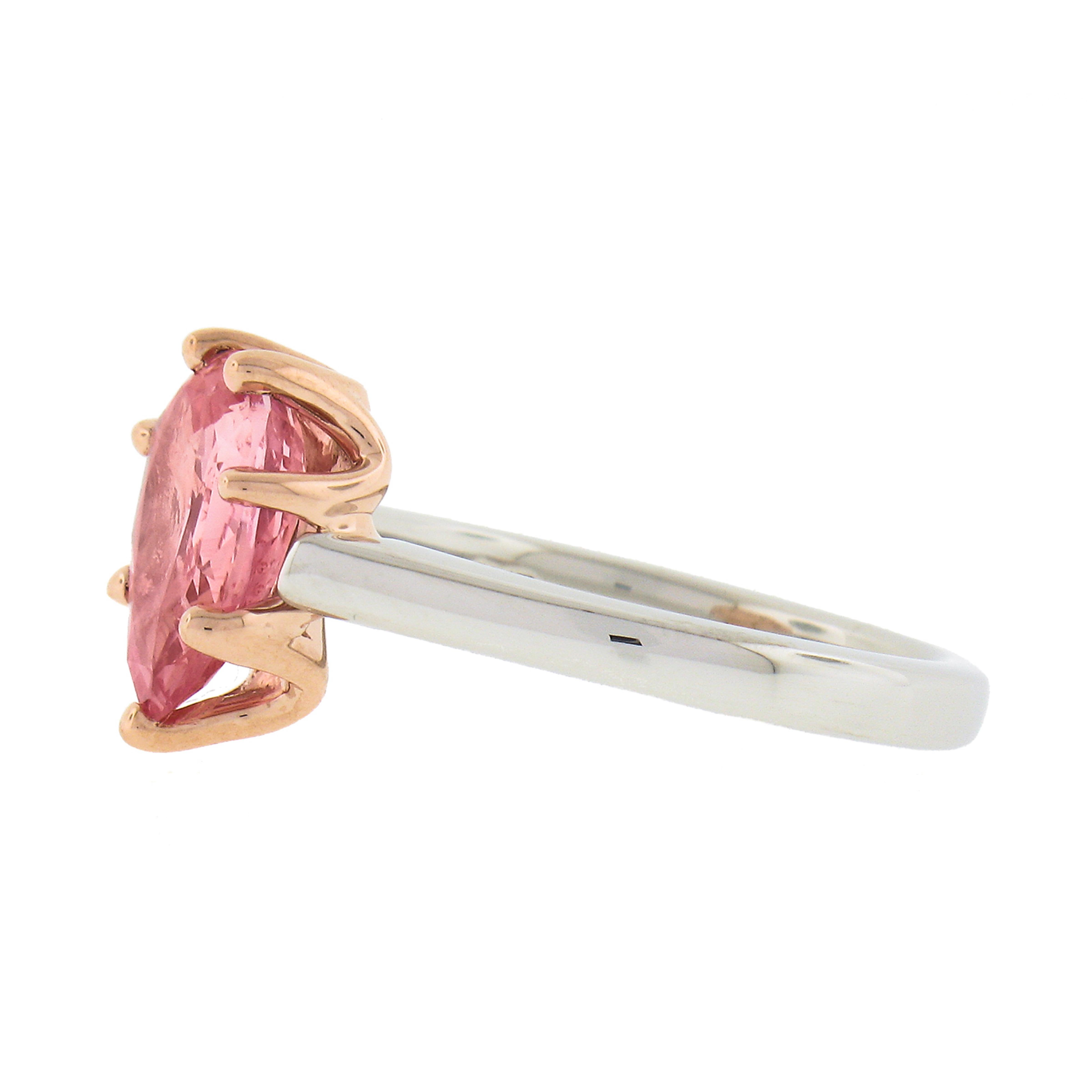 Platin 14k Gold 2,51 Karat GIA NO HEAT Ceylon Padparadscha Saphir Solitär Ring Damen