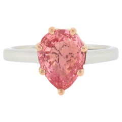 Platinum 14k Gold 2.51ct GIA No Heat Ceylon Padparadscha Sapphire Solitaire Ring