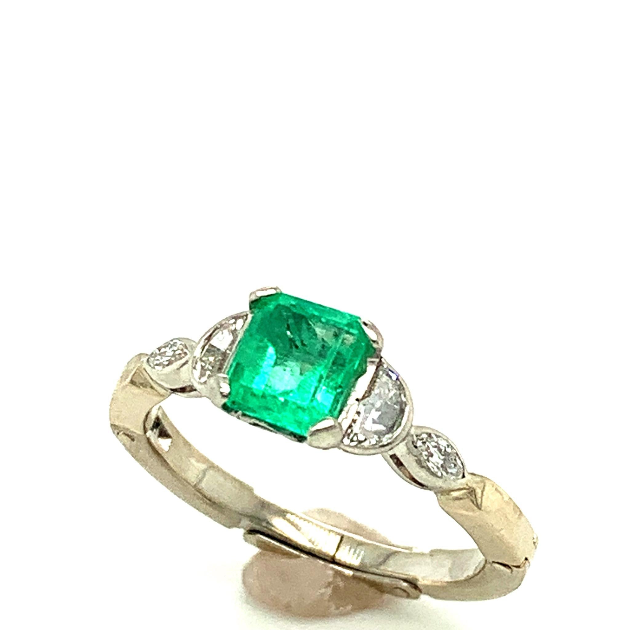 Women's Platinum 14k Gold .81ct Genuine Natural Emerald and Diamond Ring '#J4798'