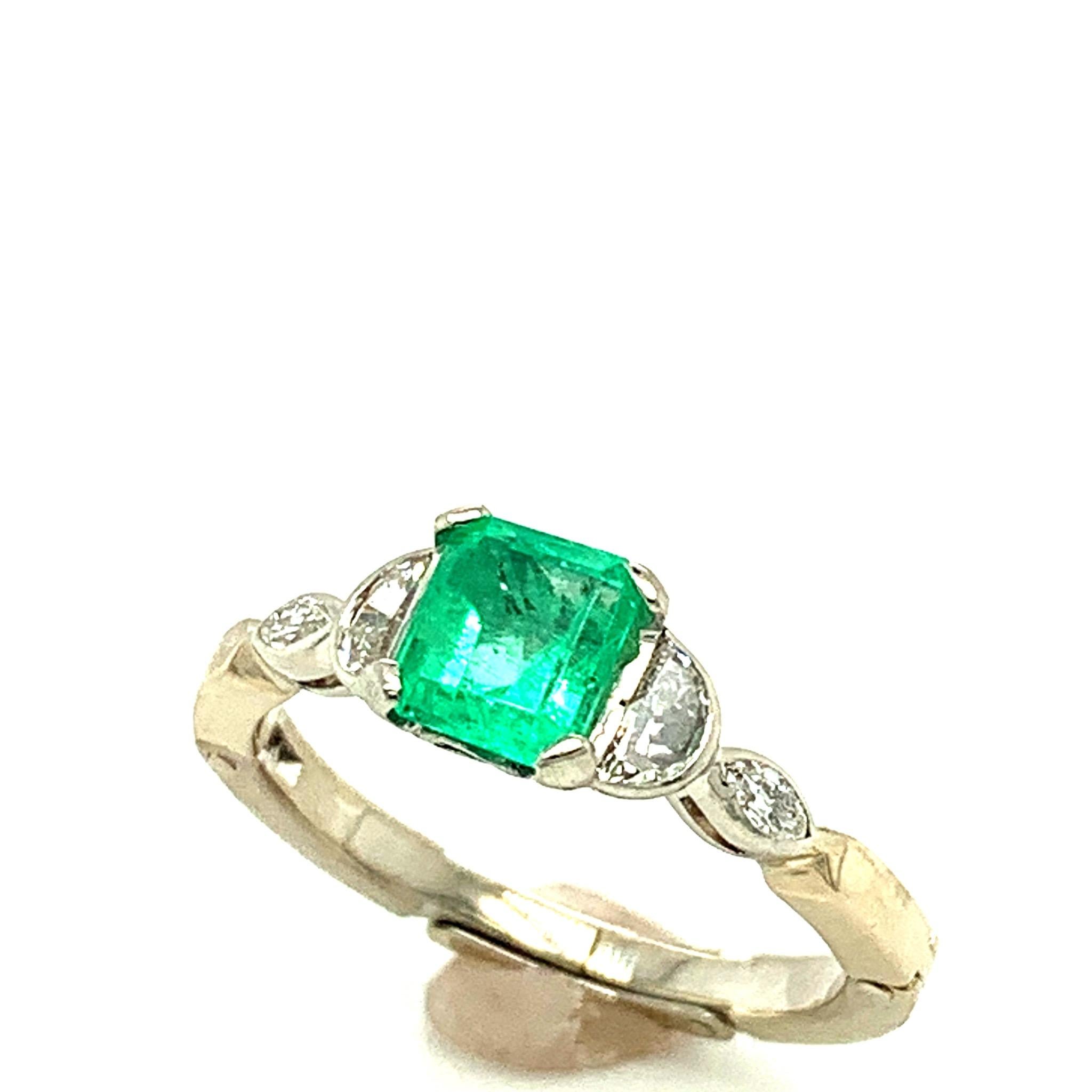 Platinum 14k Gold .81ct Genuine Natural Emerald and Diamond Ring '#J4798' 1