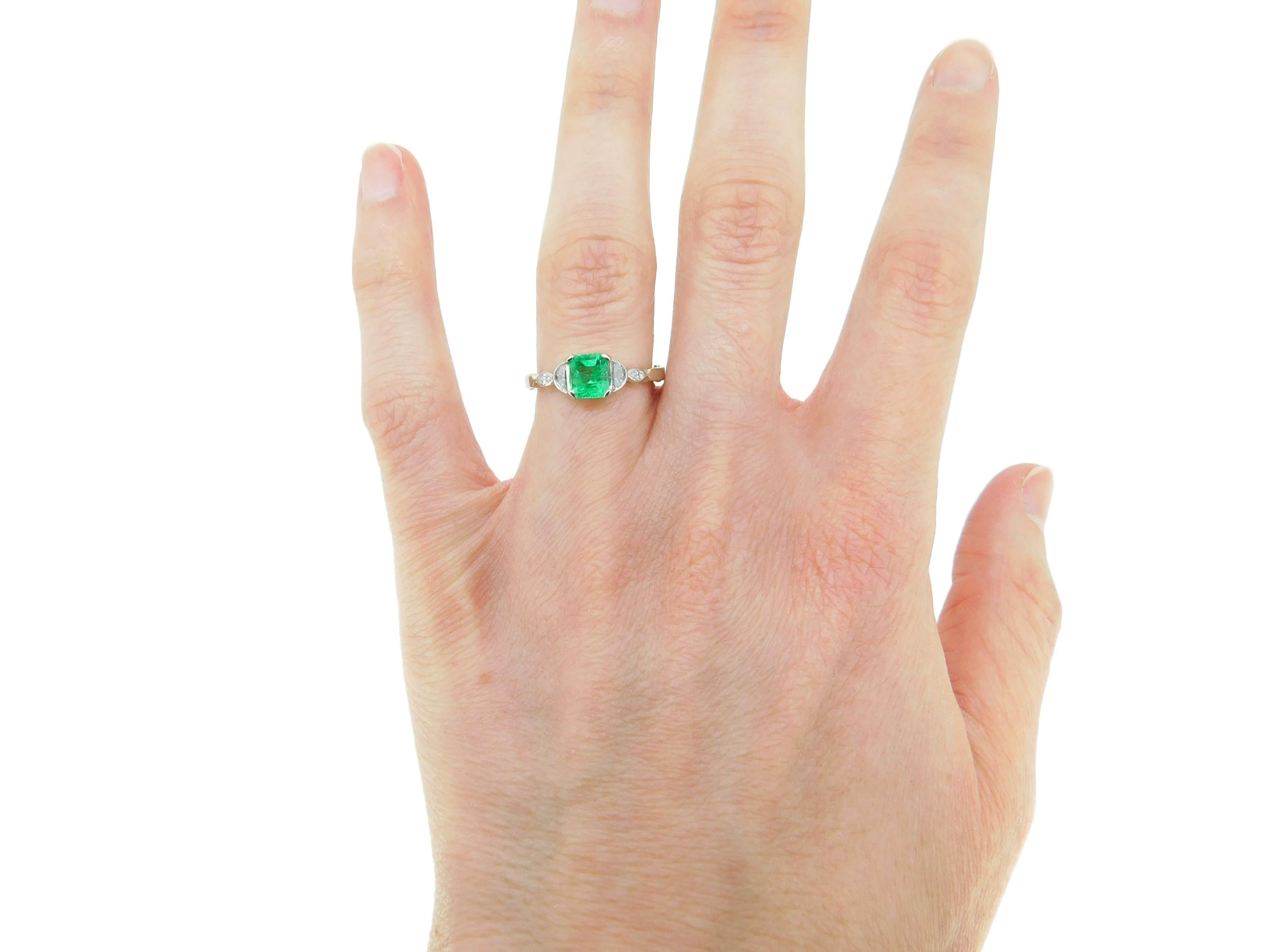 Platinum 14k Gold .81ct Genuine Natural Emerald and Diamond Ring '#J4798' 3