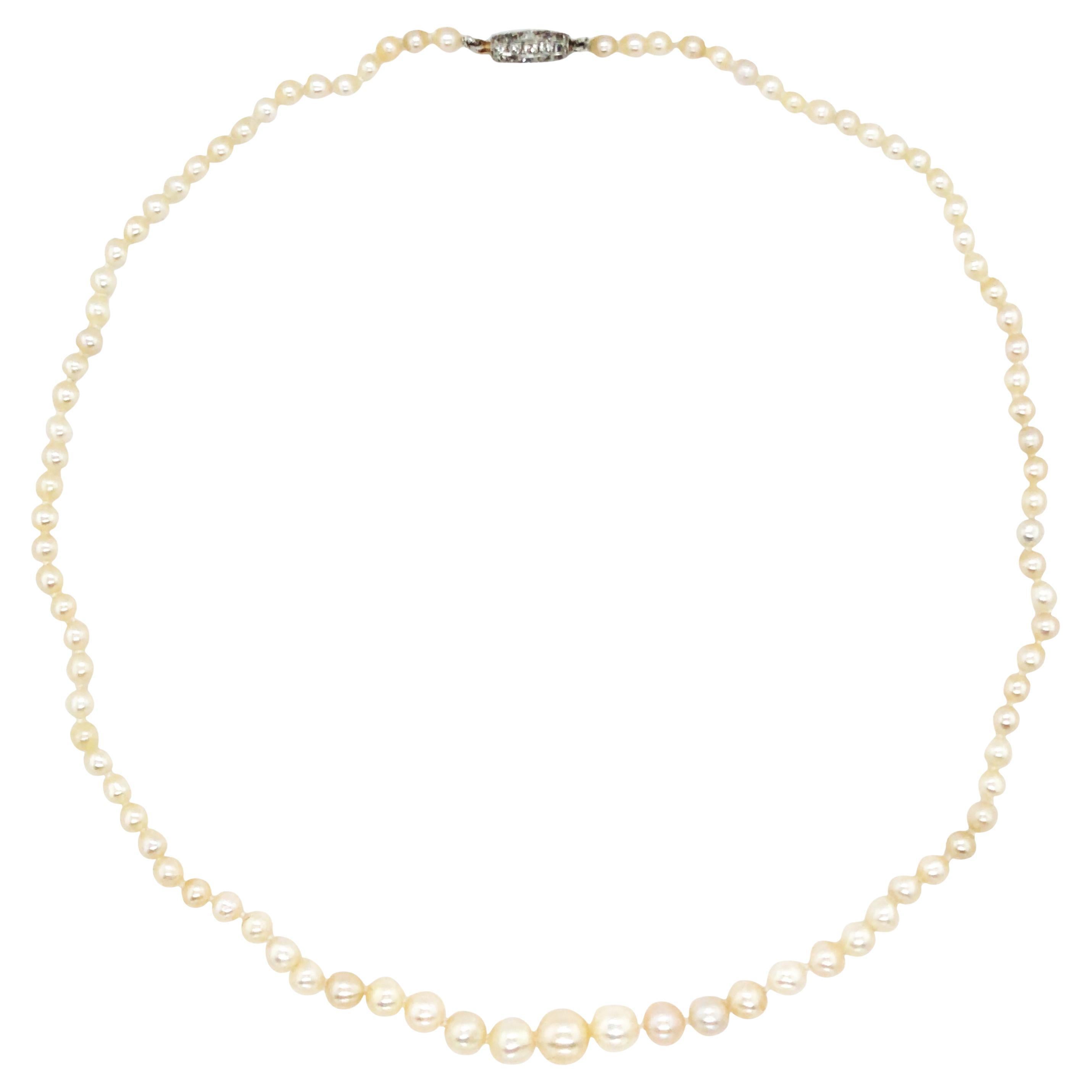 Platinum 14K Gold Natural Pearl Diamond Necklace, GIA