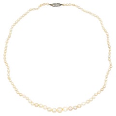 Platinum 14K Gold Natural Pearl Diamond Necklace, GIA