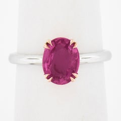 Platinum 14k Rose Gold 2.13ct GIA Madagascar Pink Sapphire Solitaire Ring