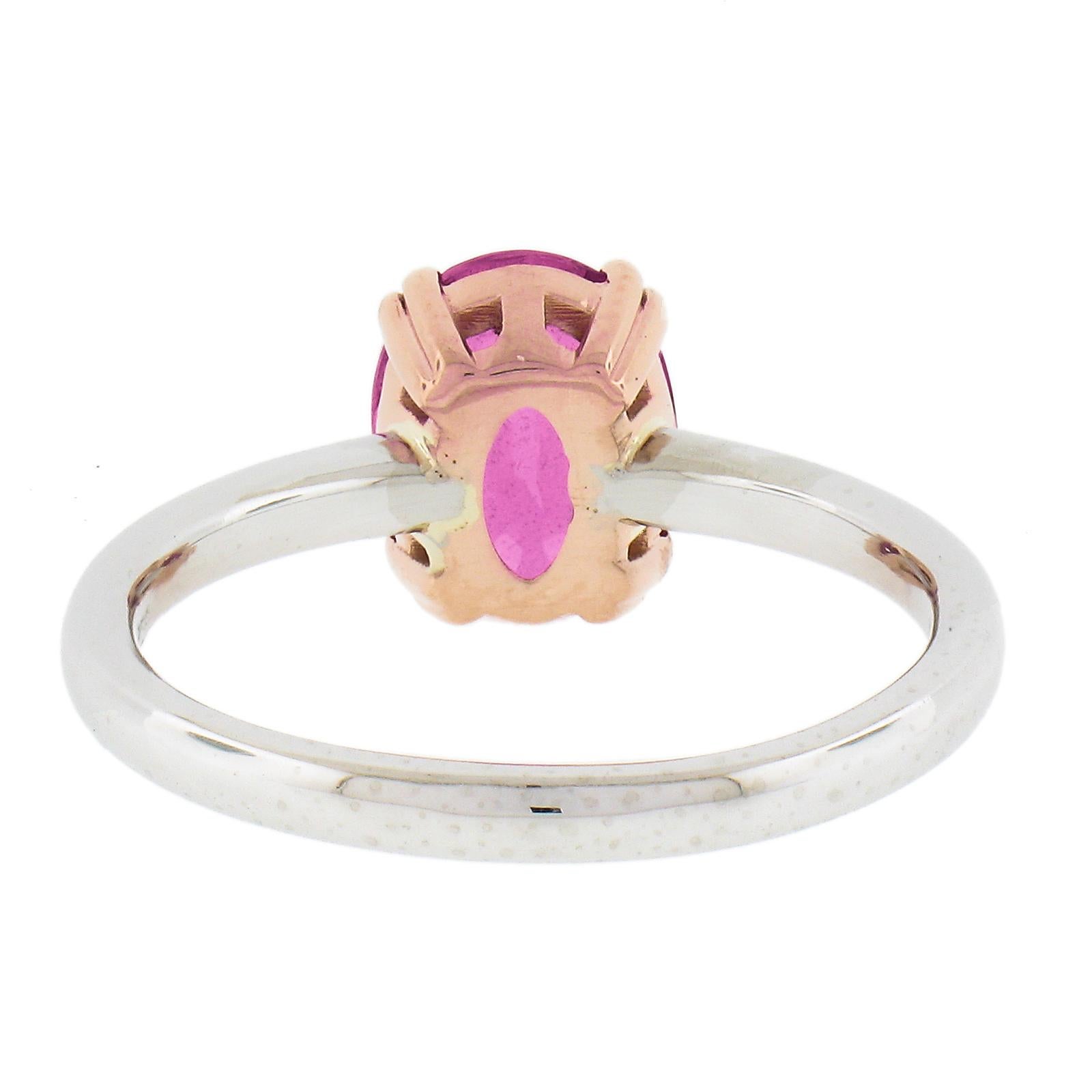 Platinum 14k Rose Gold 2.13ct GIA Madagascar Pink Sapphire Solitaire Ring For Sale 2